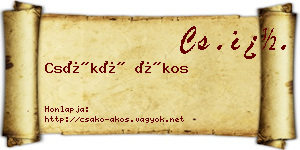 Csákó Ákos névjegykártya